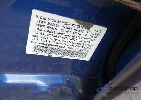 2009 Honda Fit Sport z USA, uszkodzony, nr VIN JHMGE88409S039838